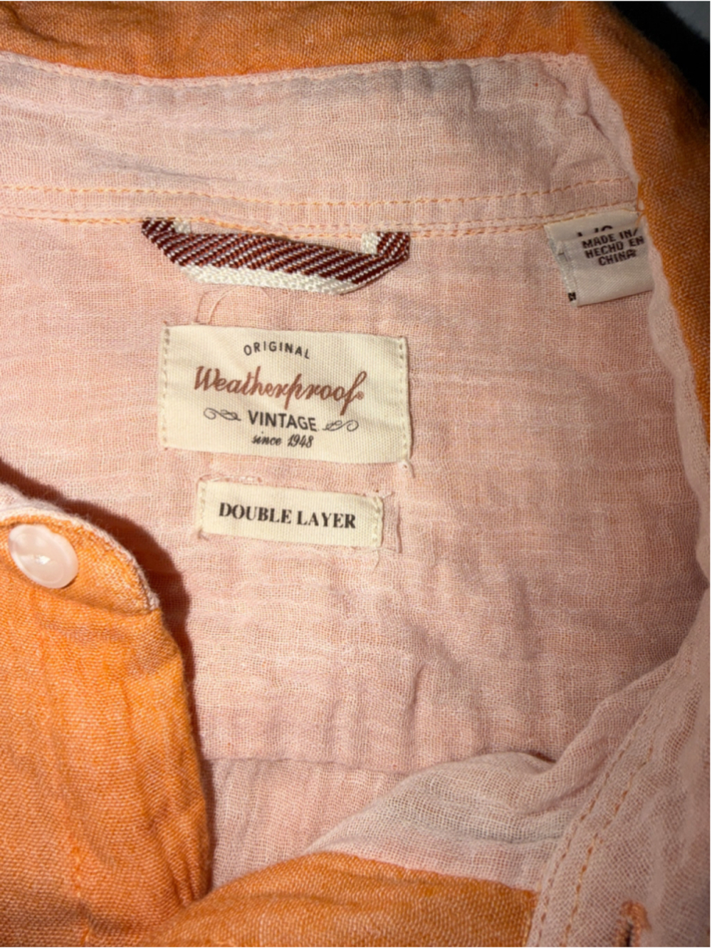 Men's Weatherproof Casual Button Down Shirt, Size L, Orange - Picture 4 of 7